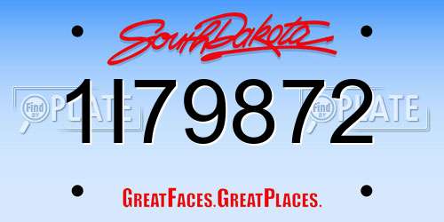 1I79872 South Dakota License Plate