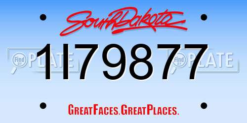1I79877 South Dakota License Plate