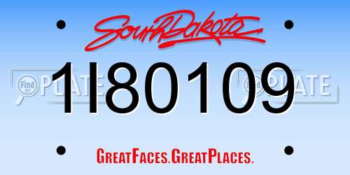 1I80109 South Dakota License Plate
