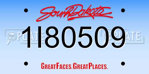 1I80509 South Dakota License Plate
