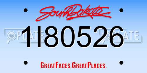 1I80526 South Dakota License Plate