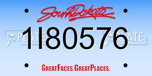 1I80576 South Dakota License Plate