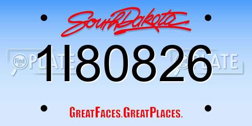 1I80826 South Dakota License Plate
