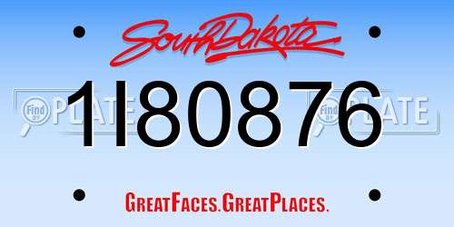 1I80876 South Dakota License Plate