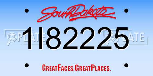 1I82225 South Dakota License Plate