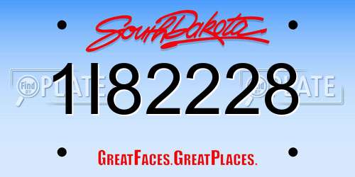 1I82228 South Dakota License Plate