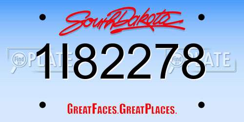 1I82278 South Dakota License Plate