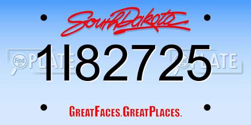 1I82725 South Dakota License Plate