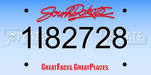 1I82728 South Dakota License Plate