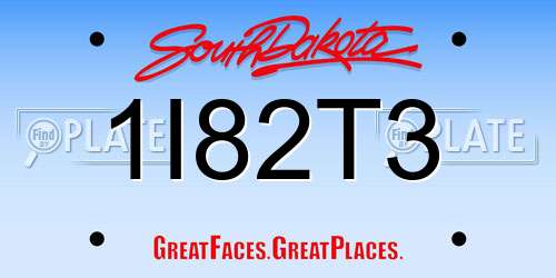 1I82T3 South Dakota License Plate