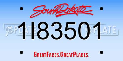 1I83501 South Dakota License Plate
