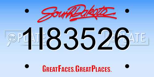 1I83526 South Dakota License Plate