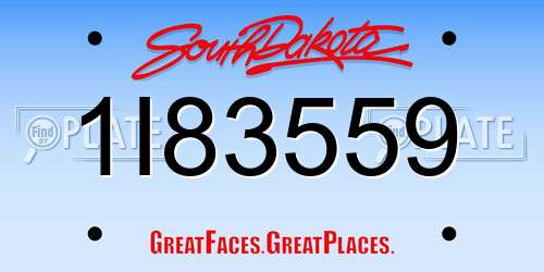 1I83559 South Dakota License Plate