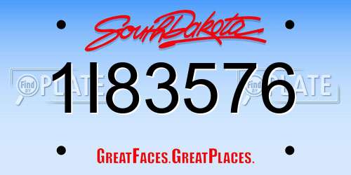 1I83576 South Dakota License Plate