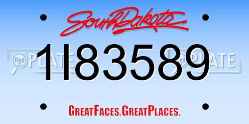 1I83589 South Dakota License Plate