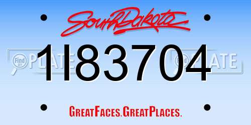 1I83704 South Dakota License Plate