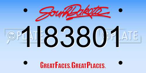 1I83801 South Dakota License Plate