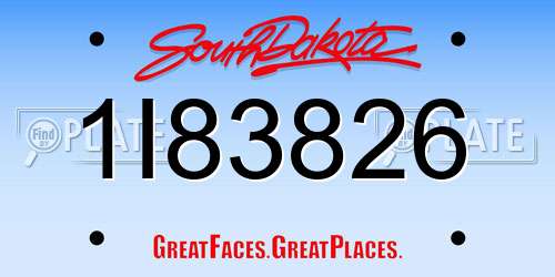 1I83826 South Dakota License Plate