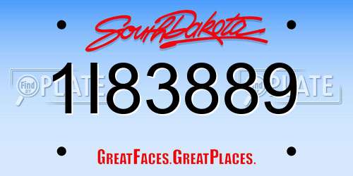 1I83889 South Dakota License Plate