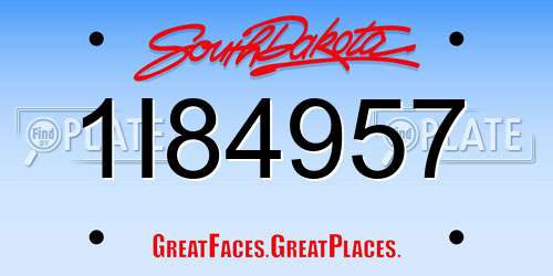 1I84957 South Dakota License Plate
