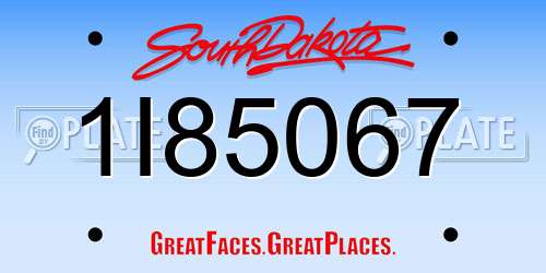 1I85067 South Dakota License Plate