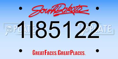 1I85122 South Dakota License Plate