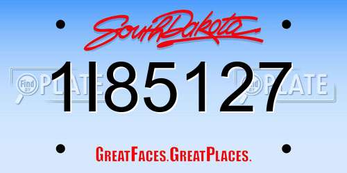 1I85127 South Dakota License Plate