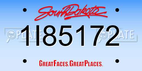 1I85172 South Dakota License Plate