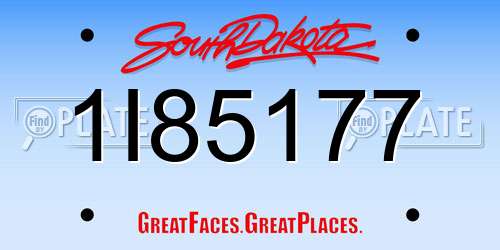1I85177 South Dakota License Plate