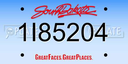 1I85204 South Dakota License Plate