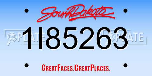 1I85263 South Dakota License Plate