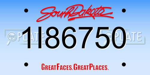 1I86750 South Dakota License Plate