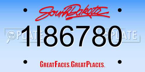 1I86780 South Dakota License Plate