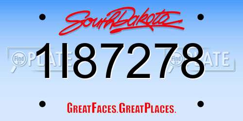 1I87278 South Dakota License Plate