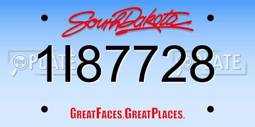 1I87728 South Dakota License Plate