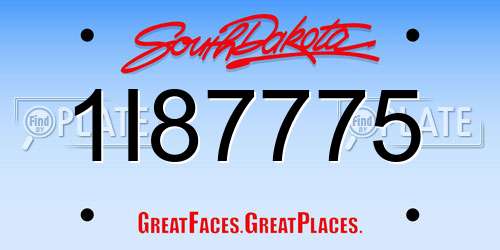 1I87775 South Dakota License Plate