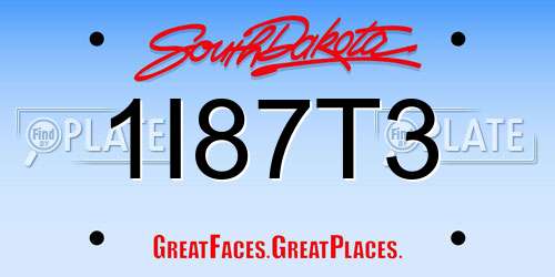 1I87T3 South Dakota License Plate