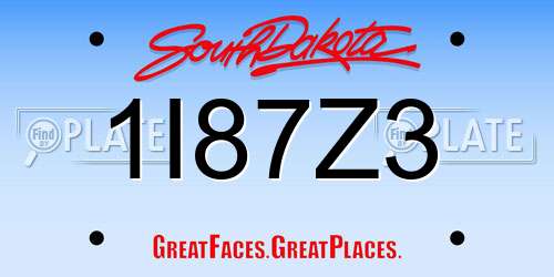 1I87Z3 South Dakota License Plate