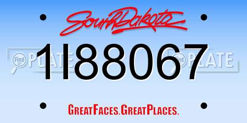 1I88067 South Dakota License Plate