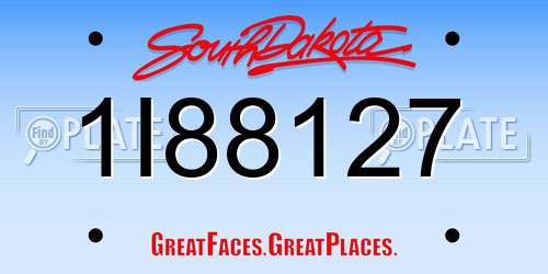 1I88127 South Dakota License Plate