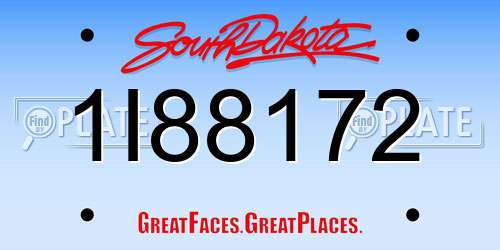 1I88172 South Dakota License Plate