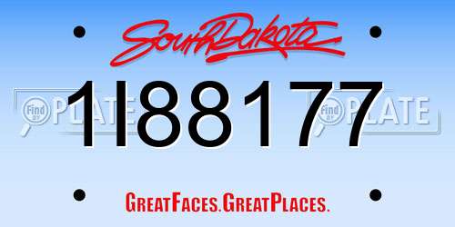 1I88177 South Dakota License Plate