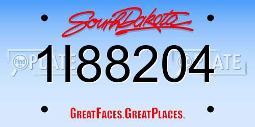 1I88204 South Dakota License Plate