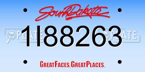 1I88263 South Dakota License Plate