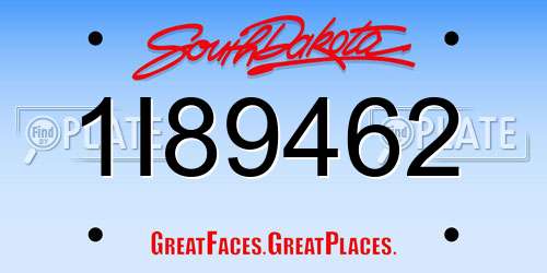 1I89462 South Dakota License Plate