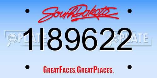 1I89622 South Dakota License Plate