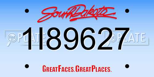 1I89627 South Dakota License Plate