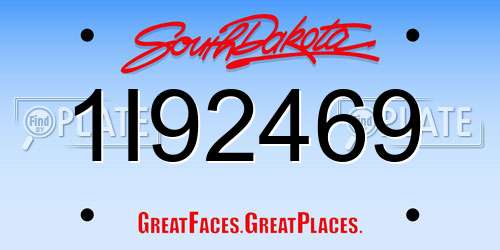 1I92469 South Dakota License Plate