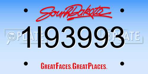 1I93993 South Dakota License Plate