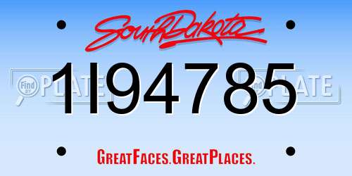 1I94785 South Dakota License Plate